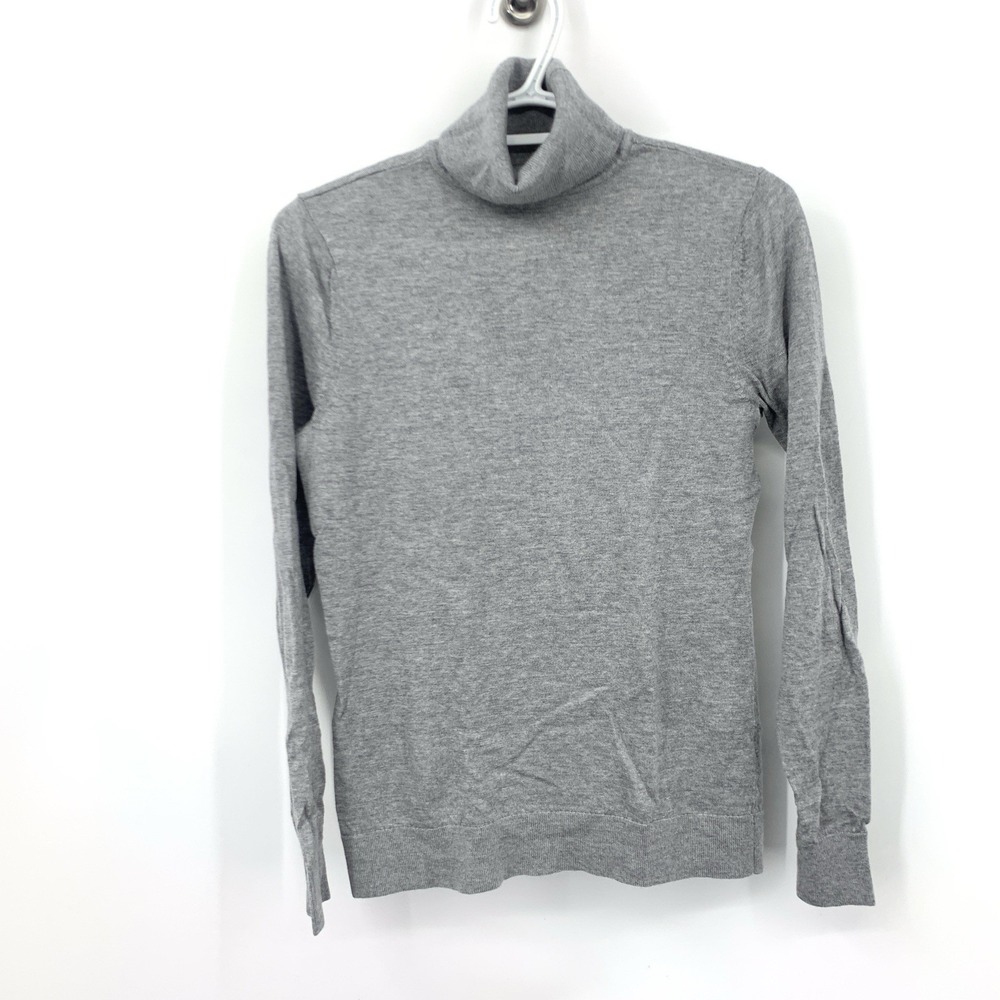 LL Bean Signature‎ Women Size Small Sweater Turtleneck Gray 100% Merino Wool Top